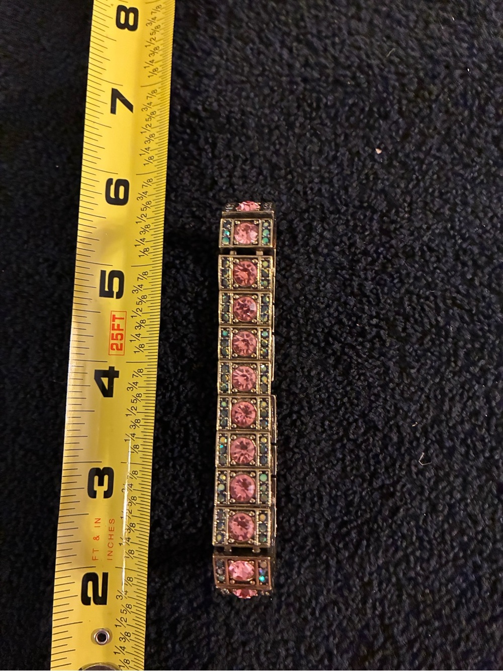 Vintage-Style Pink Crystal Bracelet with Blue Accent Stones